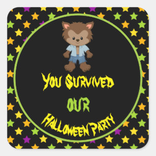 Cute Werewolf Boy Halloween Costume Party Square Sticker