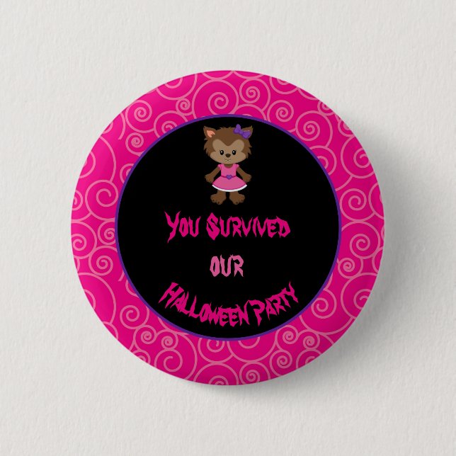 Cute Werewolf Girl Halloween Party 6 Cm Round Badge (Front)
