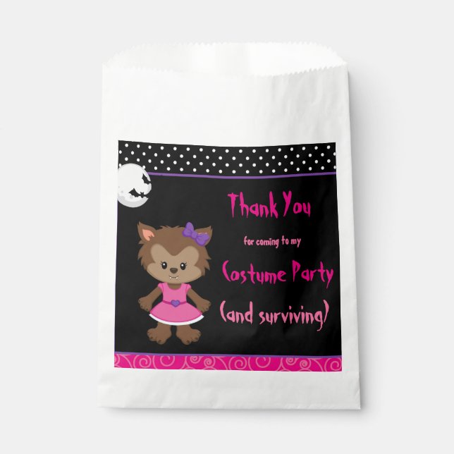 Cute Werewolf Girl Halloween Party Favour Bags (Front)