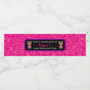 Cute Werewolf Girl Halloween Party Water Bottle Label
