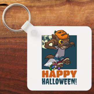 Cute Werewolf Happy Halloween! Trick Or Treat Art Key Ring