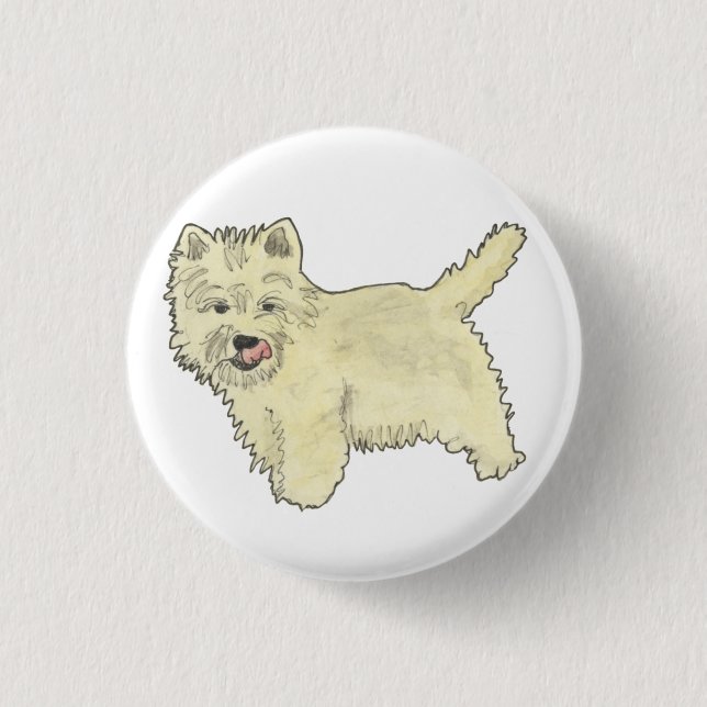 Cute West Highland Terrier Funny Dog Art Design 3 Cm Round Badge (Front)