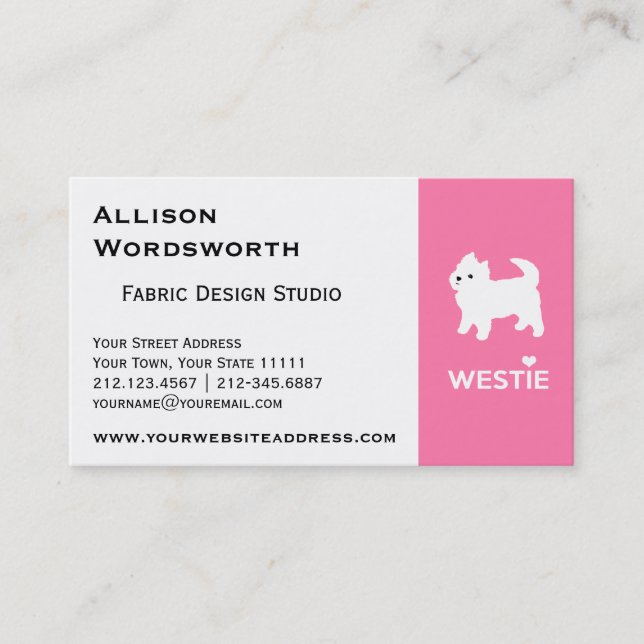 Cute West Highland Terrier - I Love Westies Business Card (Front)