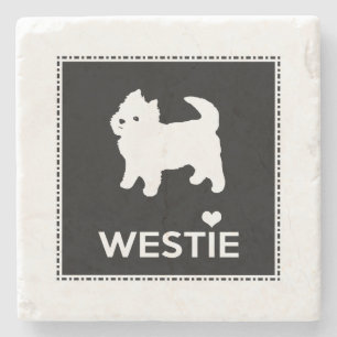 Cute West Highland Terrier - I Love Westies Stone Coaster