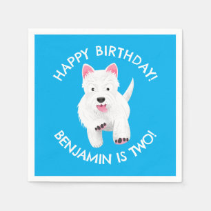 Cute west highland terrier personalised birthday napkin