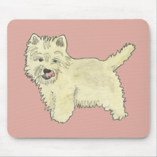 Cute West Highland Terrier Watercolor Pink Mouse Mat