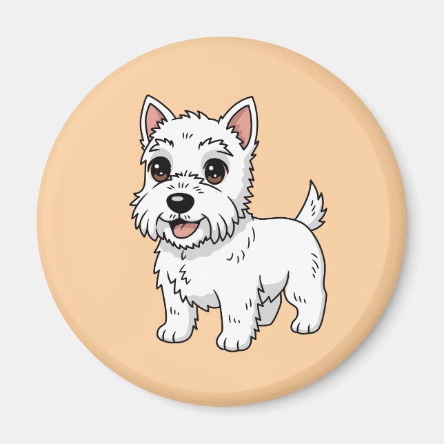 Cute West Highland White Terrier Dog Beige Magnet (Front)