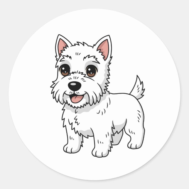 Cute West Highland White Terrier Dog Classic Round Sticker (Front)