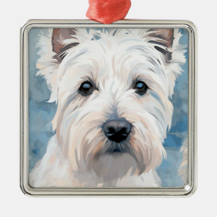 CUTE WEST HIGHLAND WHITE TERRIER DOG METAL TREE DECORATION