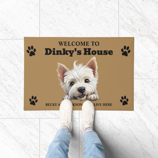 Cute West Highland White Terrier Dog Photo Doormat (Indoor)