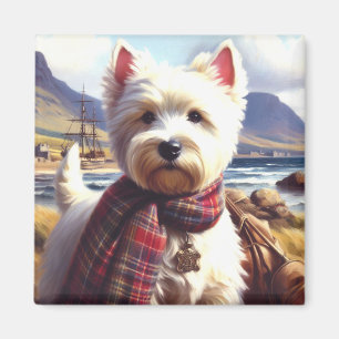 Cute West Highland White Terrier Painting Magnet