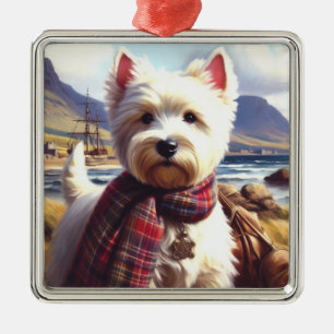 Cute West Highland White Terrier Painting Metal Tree Decoration
