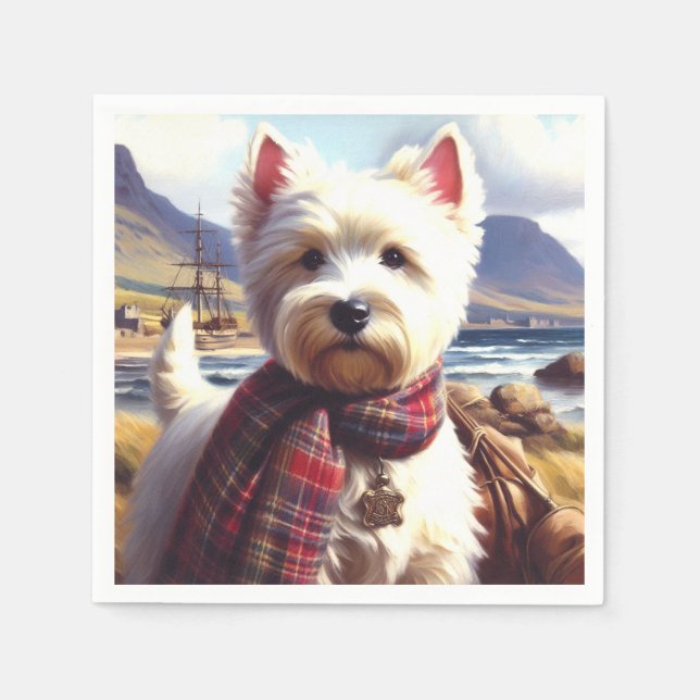 Cute West Highland White Terrier Painting Napkin (Front)