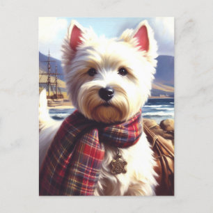 Cute West Highland White Terrier Painting Postcard