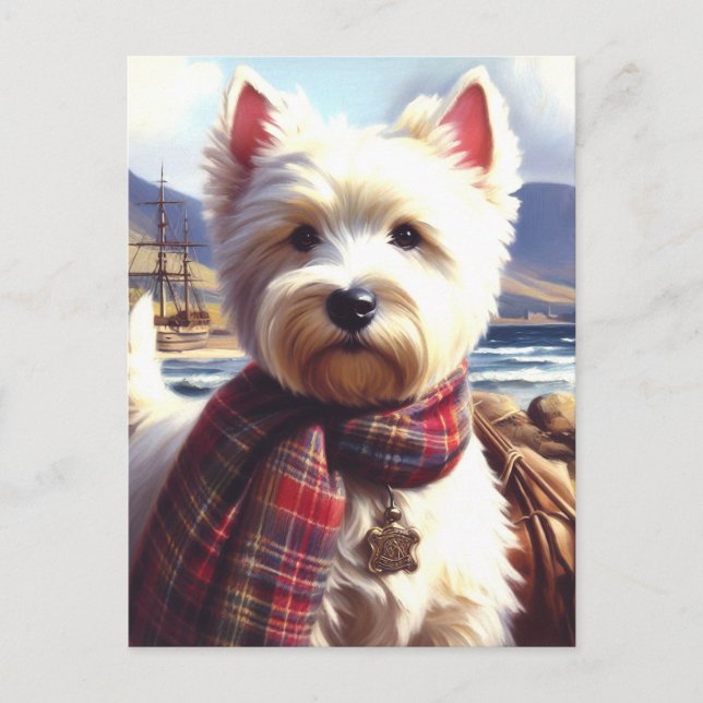 Cute West Highland White Terrier Painting Postcard (Front)