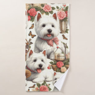 Cute West Highland White Terrier Seamless Bath Towel
