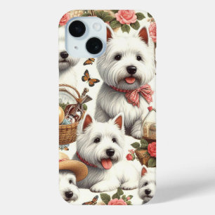 Cute West Highland White Terrier Seamless iPhone 15 Case