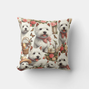 Cute West Highland White Terrier Seamless Cushion