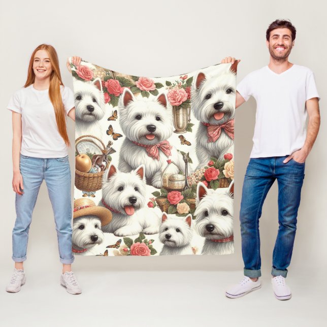 Cute West Highland White Terrier Seamless Fleece Blanket (In Situ)