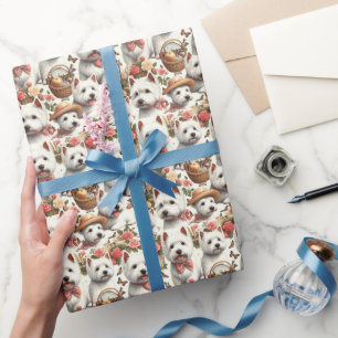 Cute West Highland White Terrier Seamless Wrapping Paper
