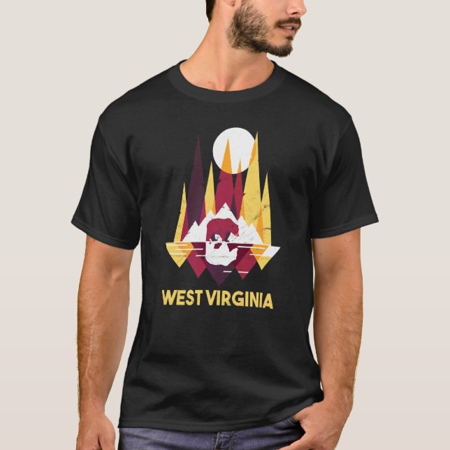 Cute West Virginia Allegheny Mountains Bear Wv Ret T-Shirt (Front)
