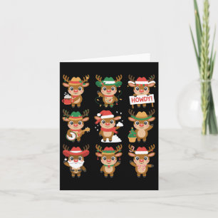 Cute Western Christmas Reindeer Howdy Characters  Card