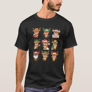 Cute Western Christmas Reindeer Howdy Characters P T-Shirt