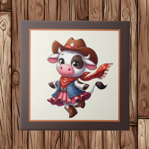 Cute Western cow lovers Tile