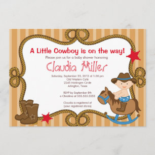 Cute Western Cowboy Baby Shower Invitation