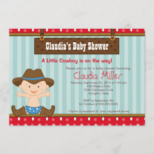 Cute Western Cowboy Baby Shower Invitation
