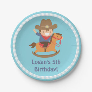 Cute Western Cowboy Kids Birthday Party Supplies Paper Plate