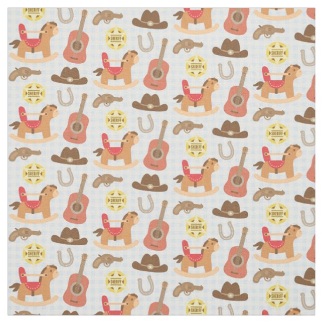 Cute Western Cowboy Pattern For Baby Boys Fabric (Swatch)