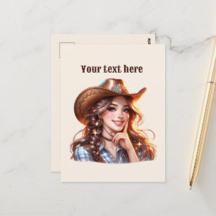 Cute Western Cowgirl add message  Postcard