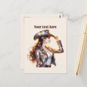 Cute Western Cowgirl add message  Postcard