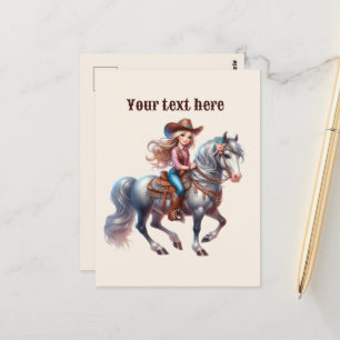 Cute Western Cowgirl add message  Postcard