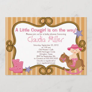 Cute Western Cowgirl Baby Shower Invitation