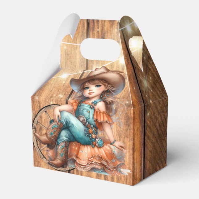 Cute Western Cowgirl Birthday Party Favour Box (Front Side)