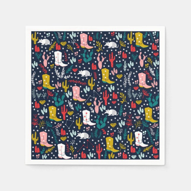Cute Western Cowgirl Paper Napkins (Front)