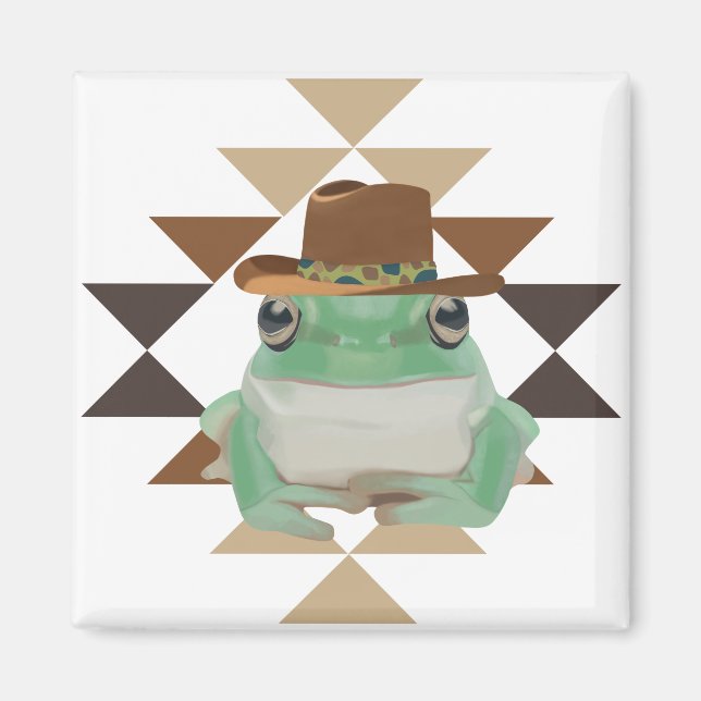 Cute Western Frog With Cowboy Hat Magnet (Front)