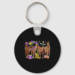 Cute Western Horse Mardi Gras Funny Mardi Gras Day Key Ring