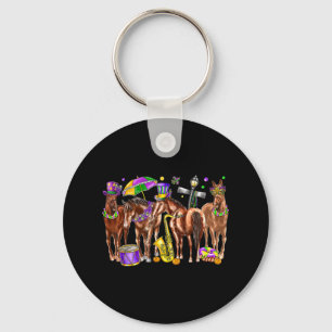 Cute Western Horse Mardi Gras Funny Mardi Gras Day Key Ring