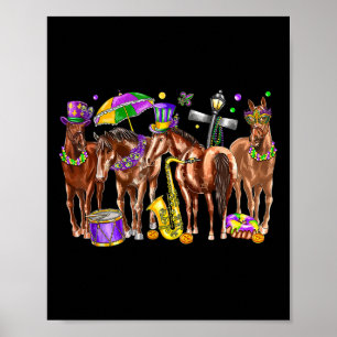 Cute Western Horse Mardi Gras Funny Mardi Gras Day Poster