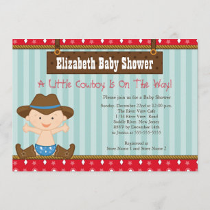 Cute Western Little Cowboy Baby Shower Invitations