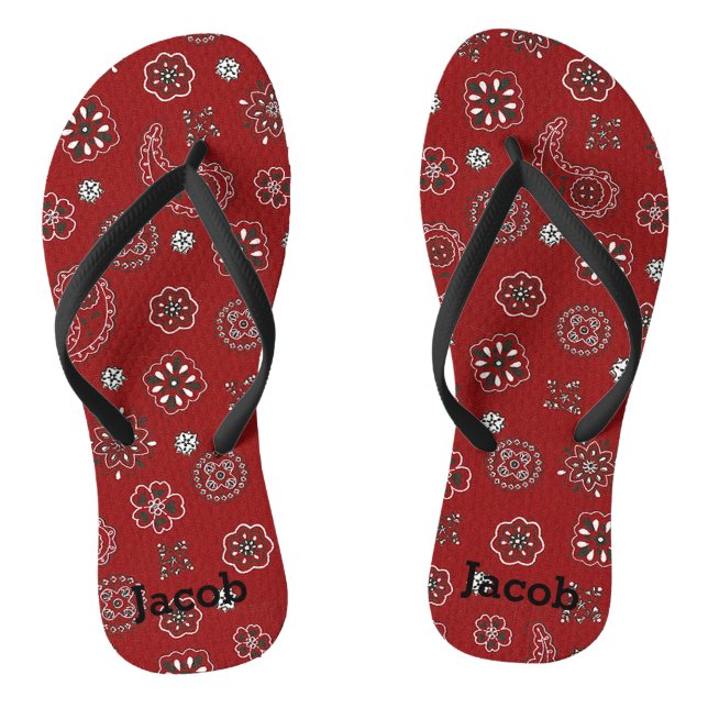 Cute Western Red Bandanna Flip Flops (Footbed)