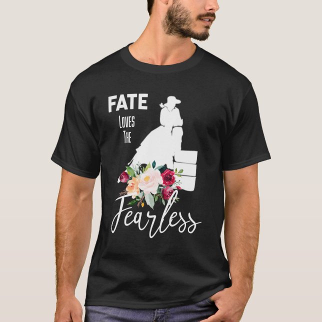 Cute Western Rodeo Barrel Racer White Floral-Fearl T-Shirt (Front)