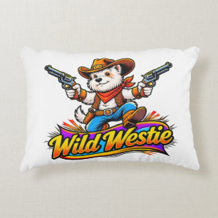 Cute Westie Cowboy Dog Funny Western Original Art Decorative Cushion