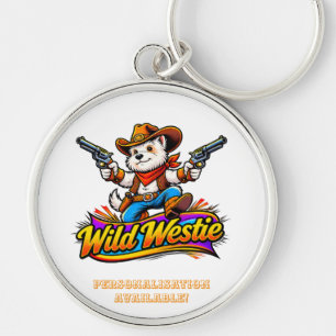 Cute Westie Cowboy Dog Original Western Cartoon Key Ring