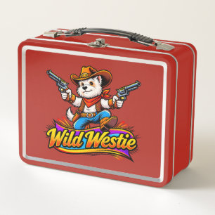 Cute Westie Cowboy Dog Western Original Design Metal Lunch Box