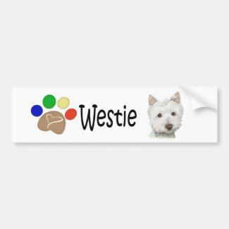 Cute Westie Dog and Paws Art Gifts Bumper Sticker