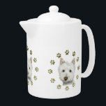 Cute Westie Dog and Paws Teapot<br><div class="desc">Great Gift for Westie lovers</div>